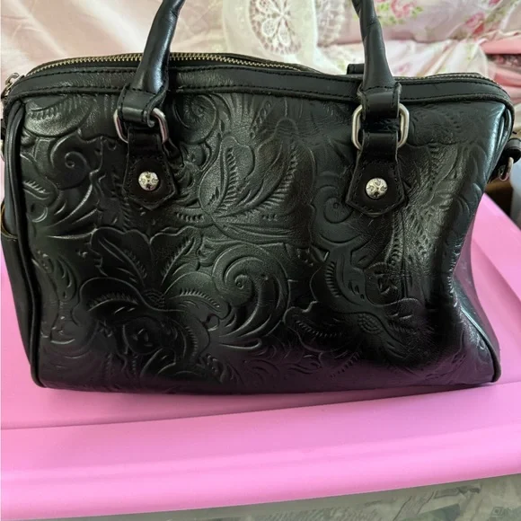 Patricia Nash Black Embossed Satchel Like New - Picture 1 of 5